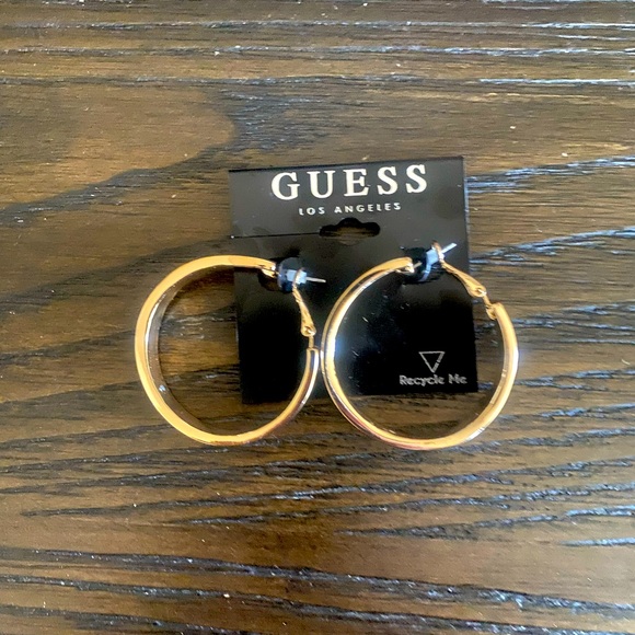 Guess Jewelry - NEW Guess thick gold hoop earrings with black trim